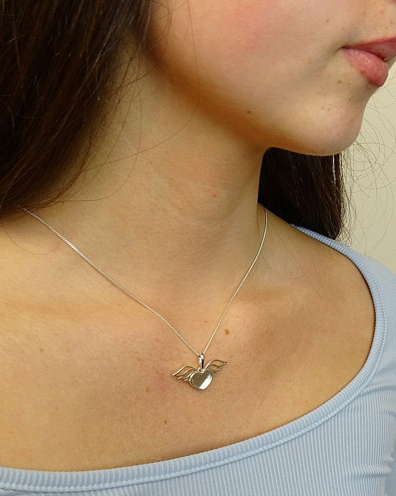 Solid Silver Winged Heart Pendant Setting For Resin