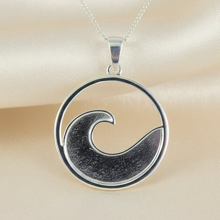 Solid Silver Ocean Wave Pendant For Resin