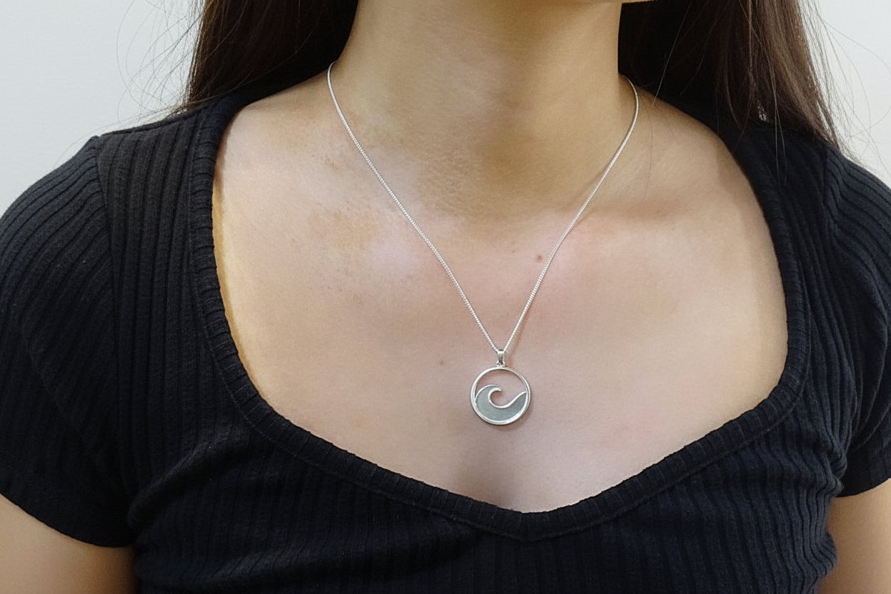 Solid Silver Ocean Wave Pendant For Resin