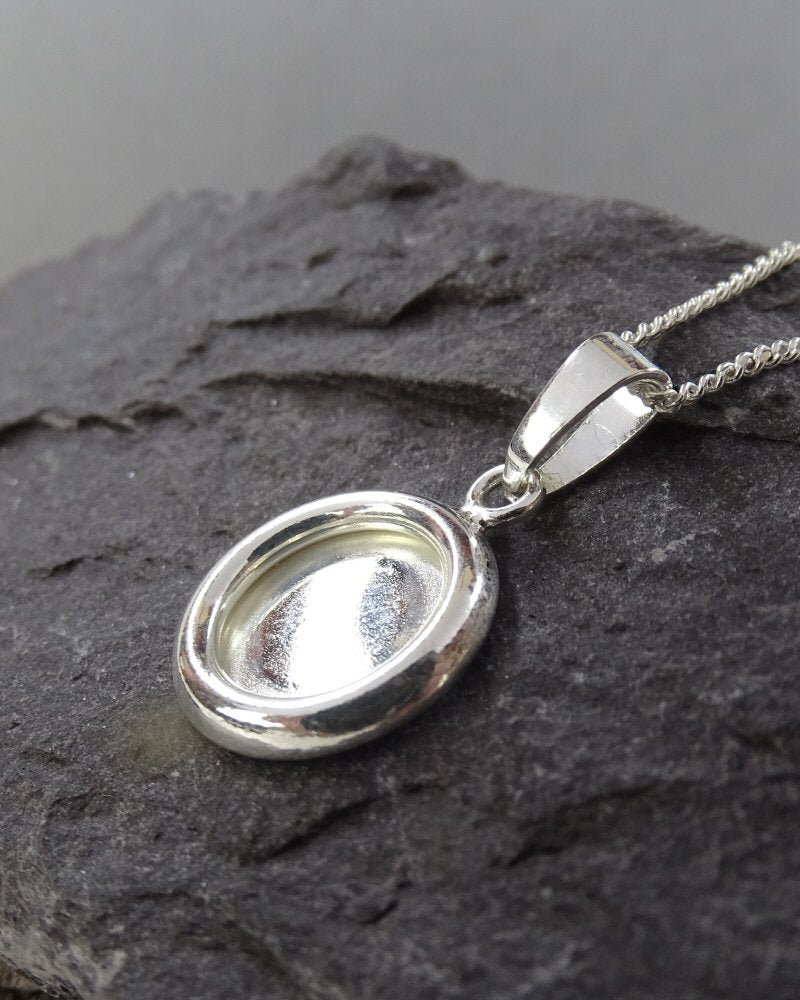 Solid silver 10mm Solid Back Pendant Blank