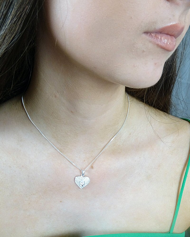 Silver Heart Pendant With CZ Surround to fit 7X5 or Resin