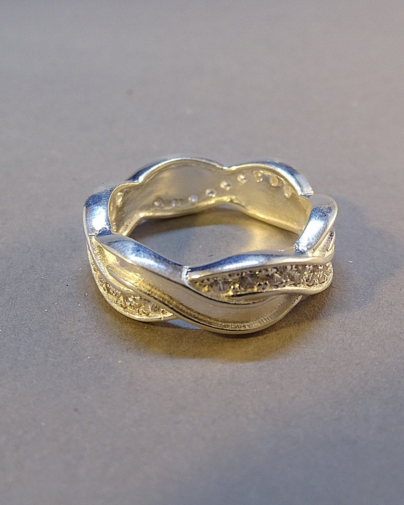 Solid Silver Entwinned CZ Ring for resin