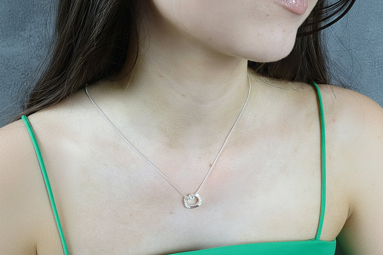 Silver Horse Pendant With CZ To fit 4mm