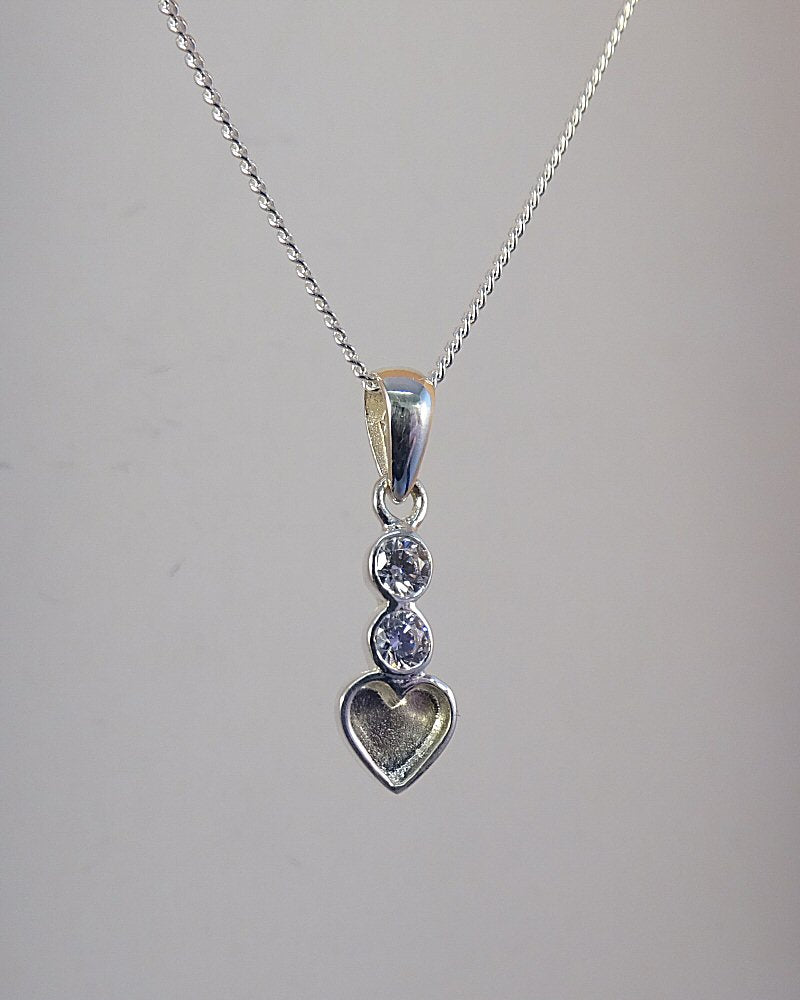 dainty heart and cz pendant mount