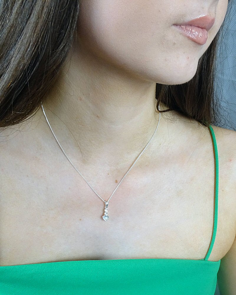 Small silver Heart And cz Pendant Blank