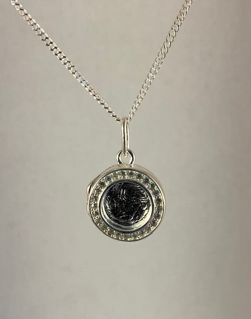 Small round solid silver locket for resin or cabochon