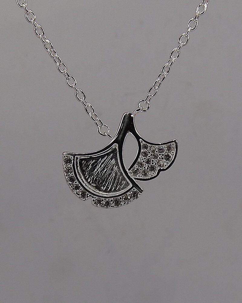 Solid Silver Fan Style Pendant with CZ Suitable For Resin
