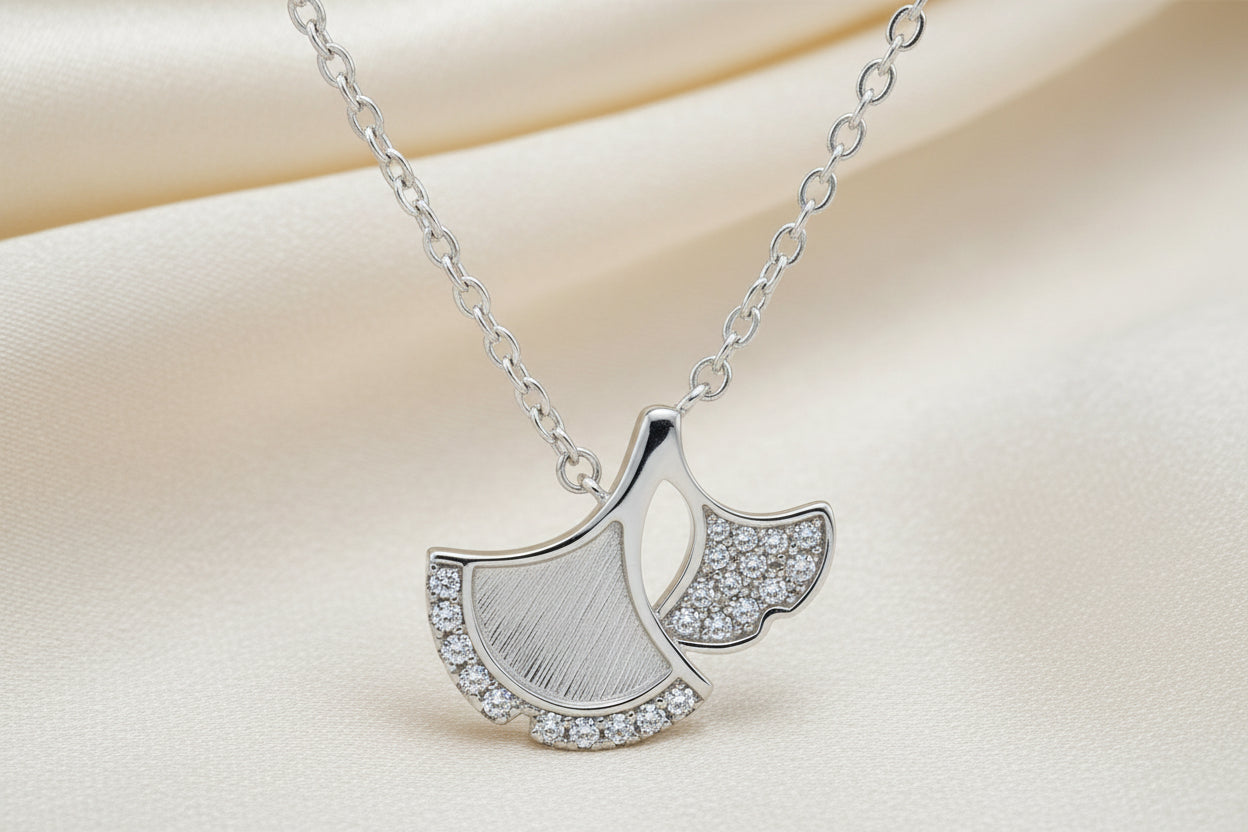 Solid Silver Fan Style Pendant with CZ Suitable For Resin