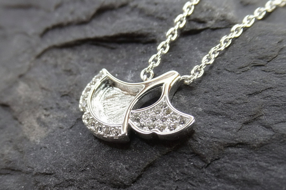 Solid Silver Fan Style Pendant with CZ Suitable For Resin