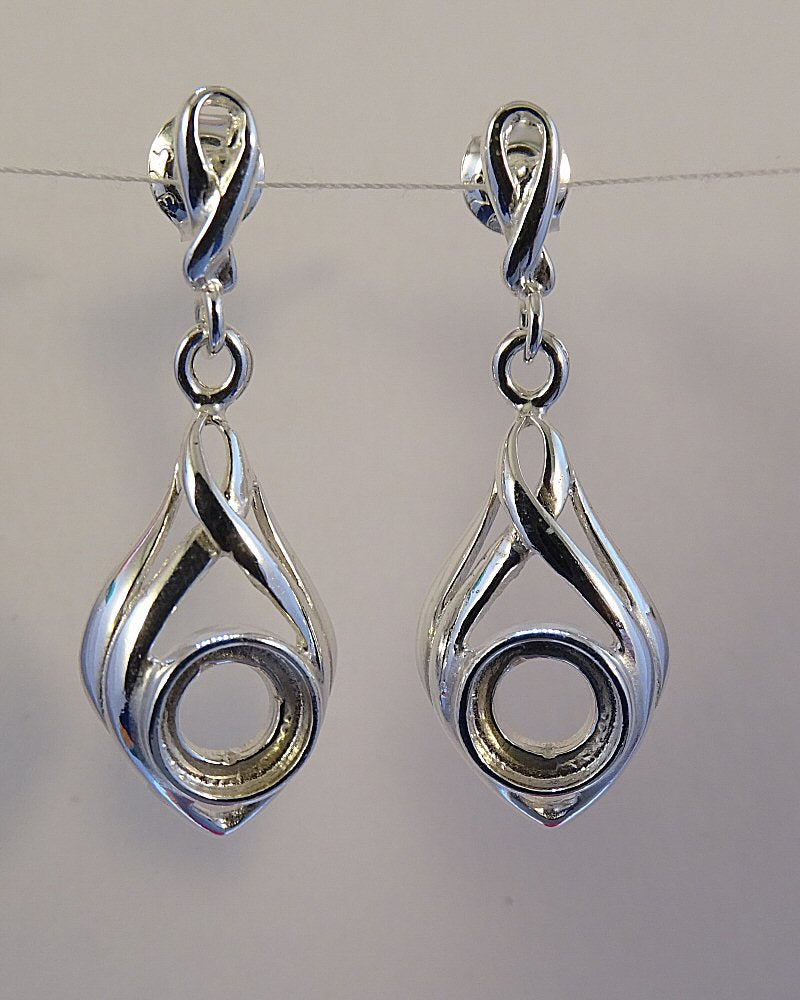 Silver Drop Earring Mounts To Fit 6mm Stones