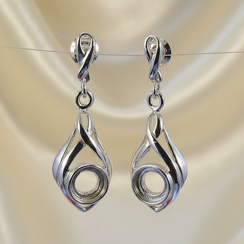 Silver Drop Earring Mounts To Fit 6mm Stones