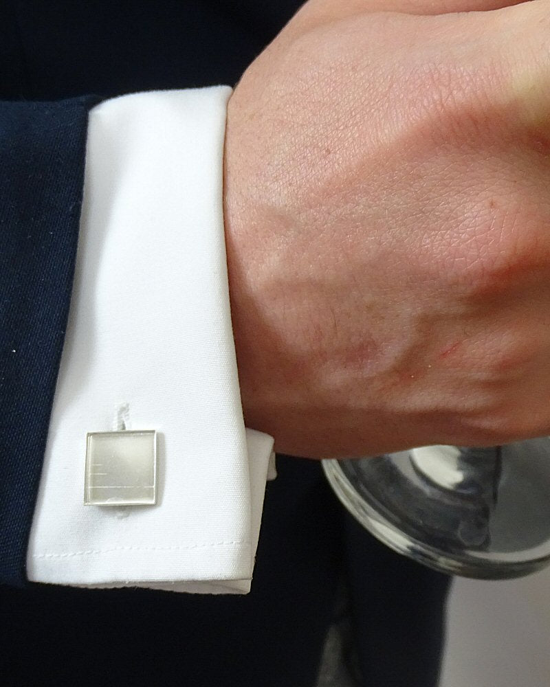 Solid Silver Cufflink For 12mm Square Suitable For Resin