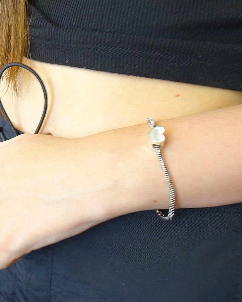 Silver Heart Charm Setting For Bangle Suitable for Memorial Resin