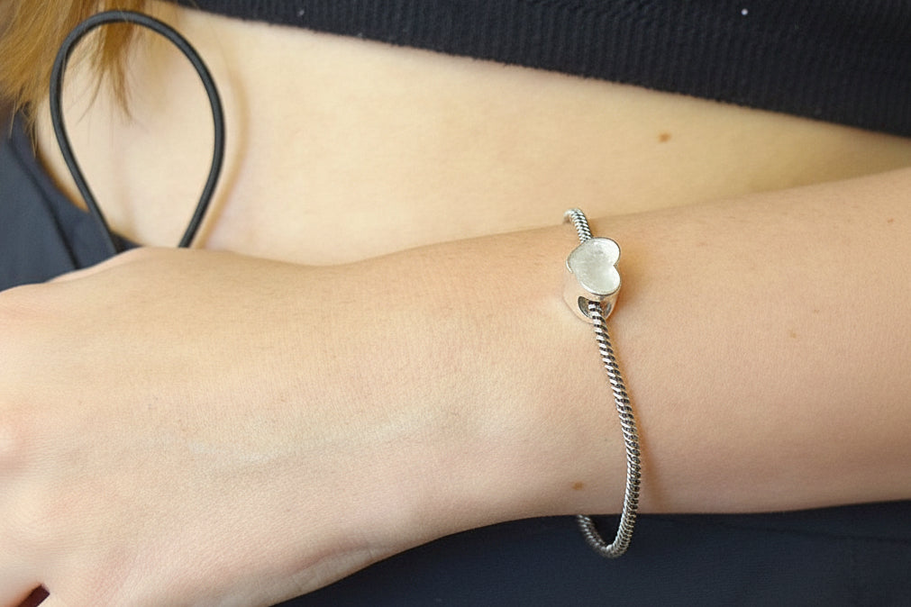 Silver Heart Charm Setting For Bangle Suitable for Memorial Resin