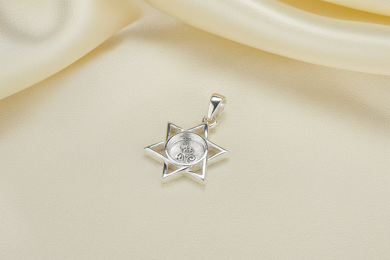 Solid Silver Six Pointed Star Suitable for Cabochon Or Resin