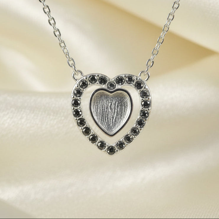 double heart necklace memorial pendant