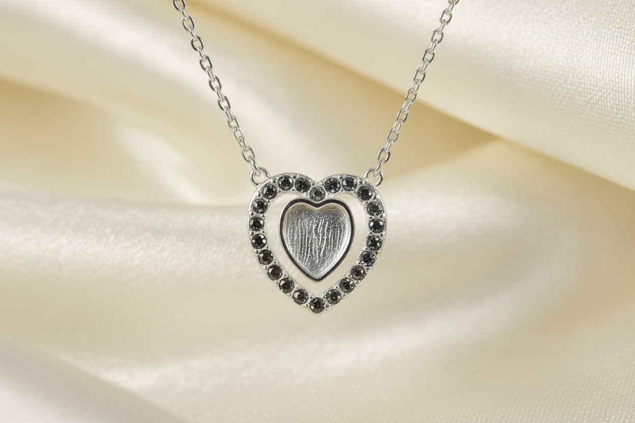 double heart necklace memorial pendant