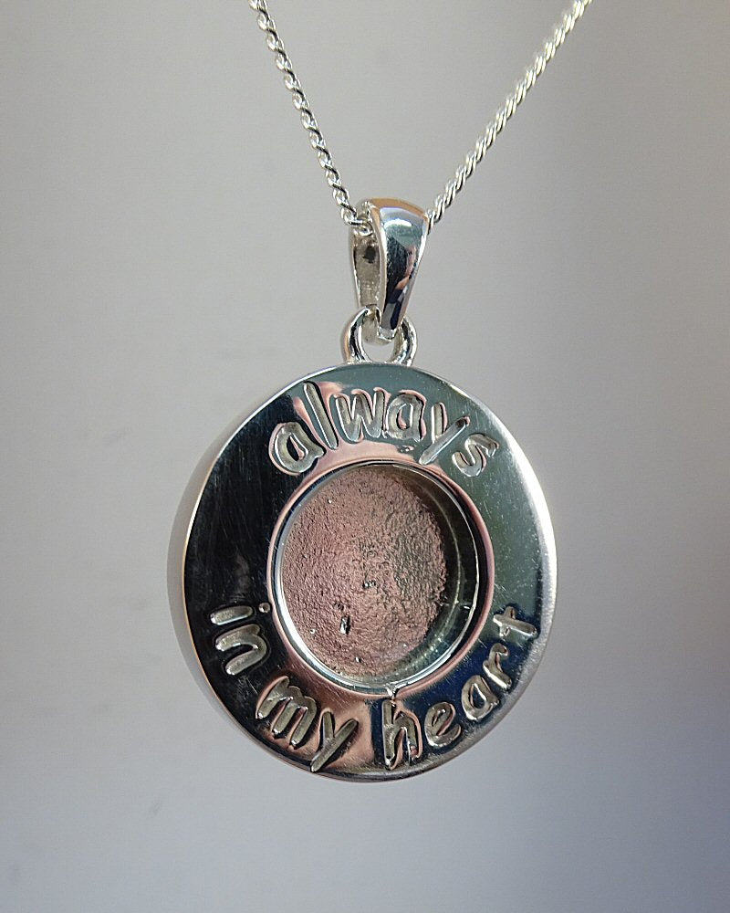 silver memorial ashes pendant
