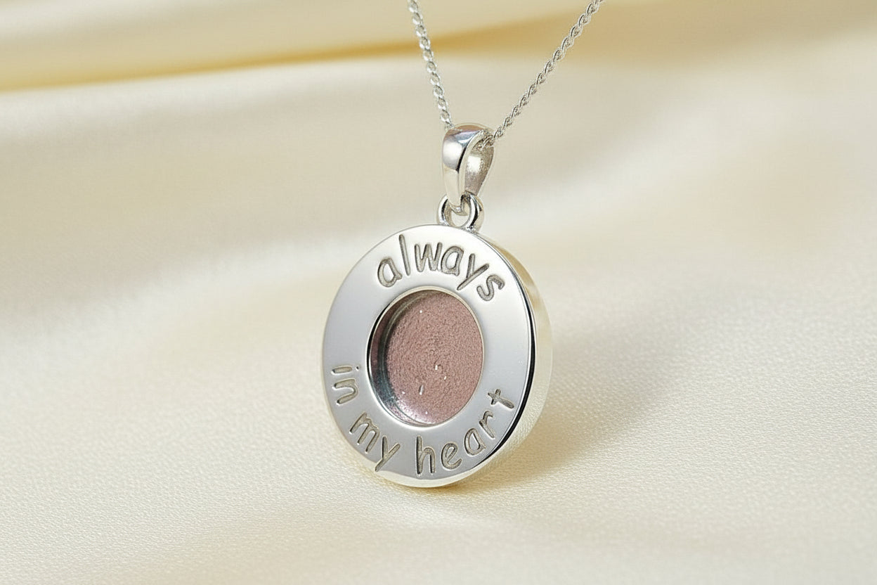 silver memorial ashes pendant