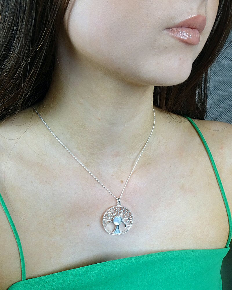 Silver Tree Of Life Pendant Setting To Fit 8mm Cabochon Or Resin