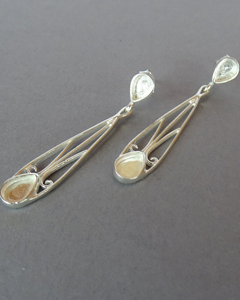 Solid Silver Drop Earrings for Stones Or Resin