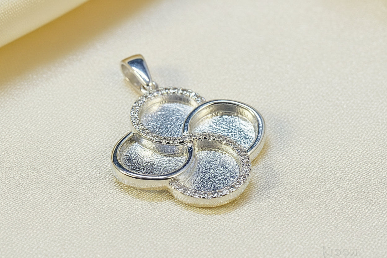 Solid Silver Double Infinity Pendant With CZ Perfect For resin