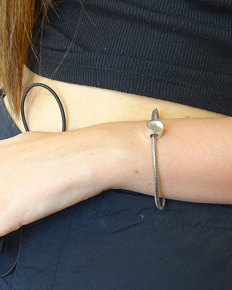 Silver Bangle Charm for 10x8 cabochon or Suitable For Resin