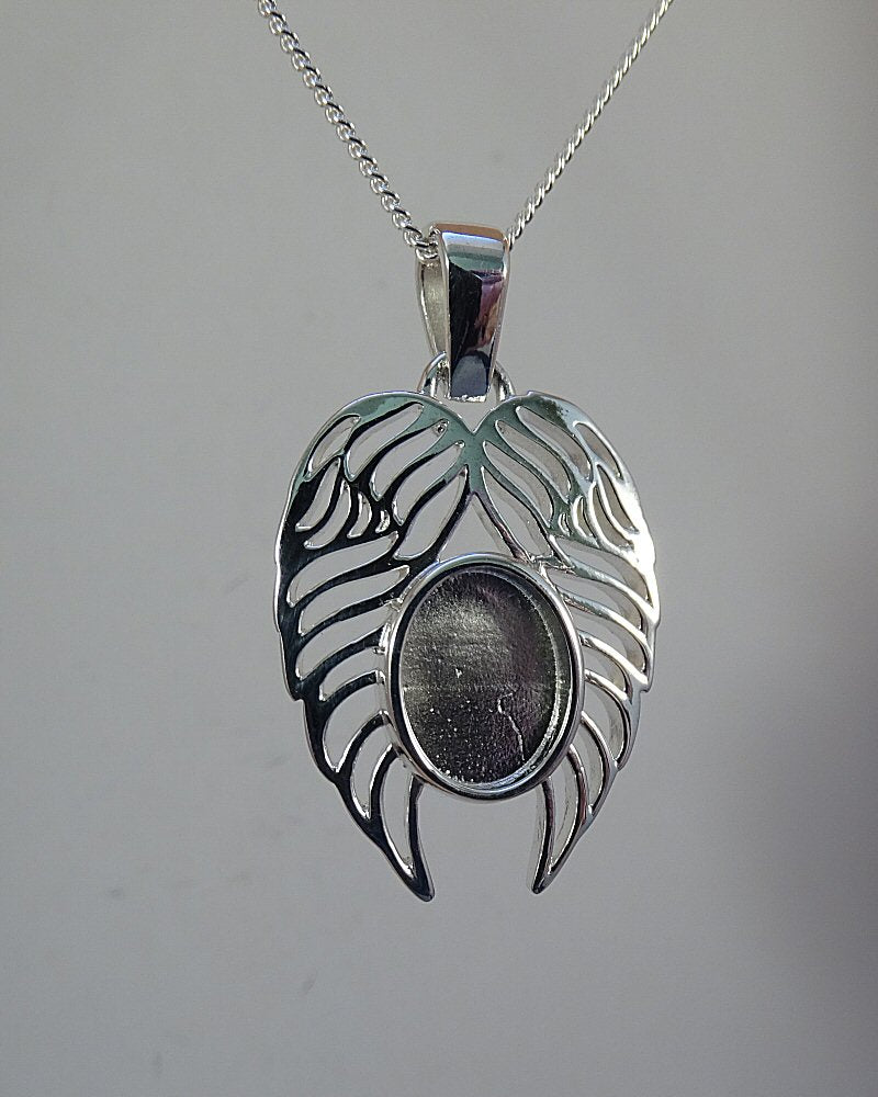 silver angel wings pendant for resin or cabochon