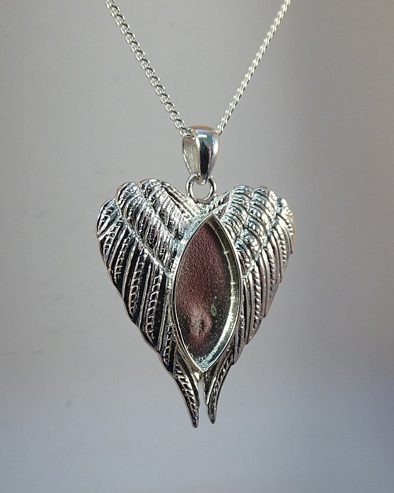angel wings memorial pendant blank setting