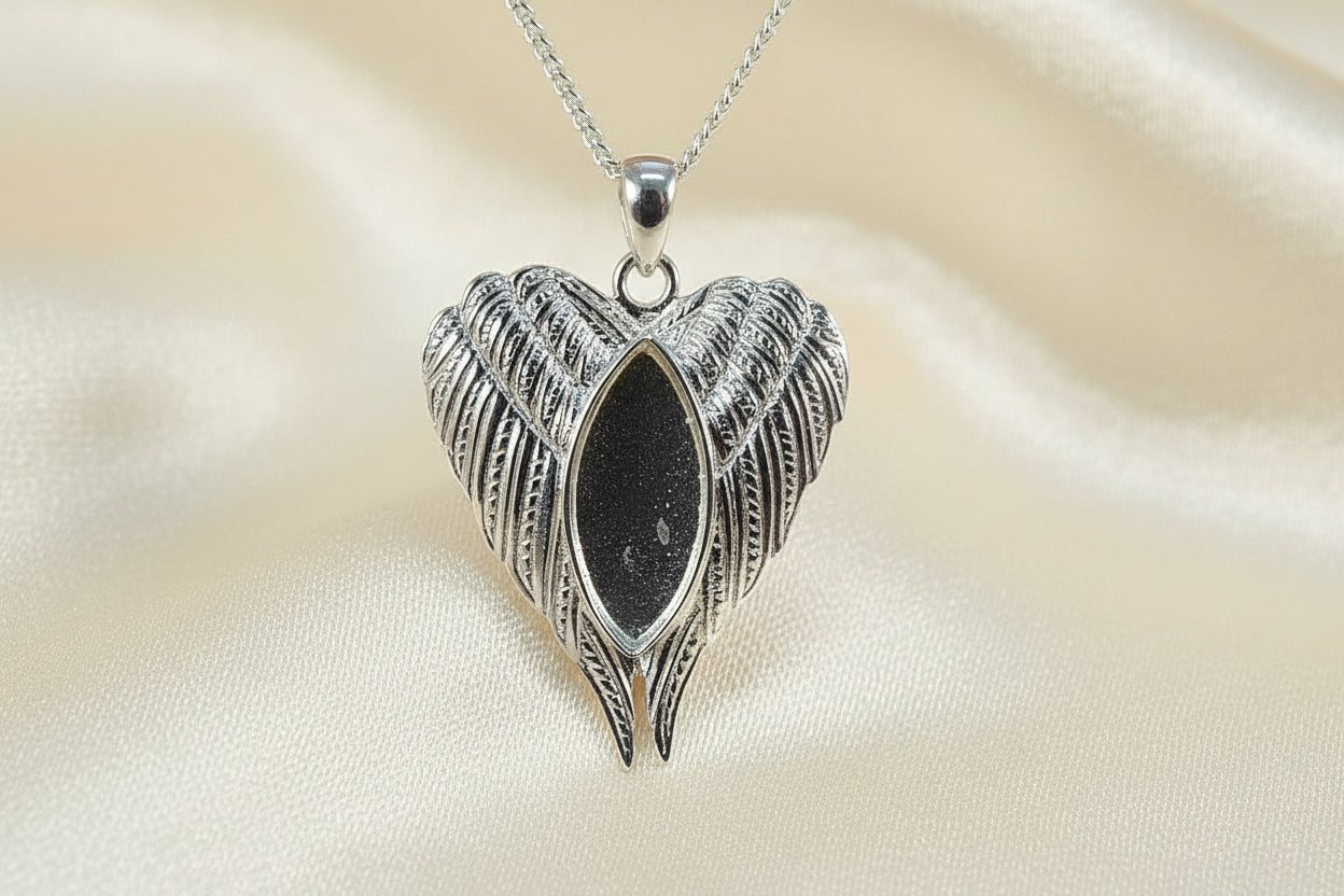 angel wings memorial pendant blank setting