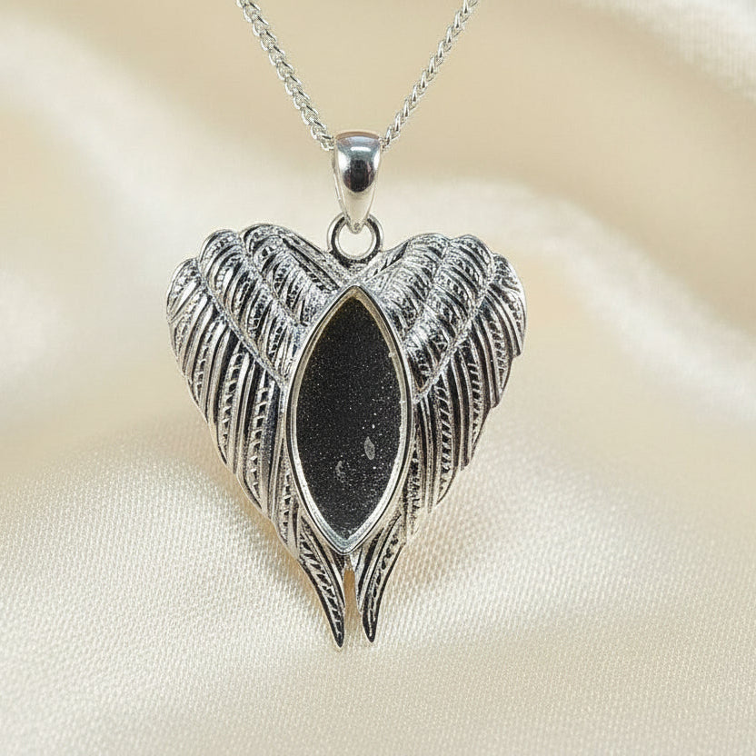 angel wings memorial pendant blank setting