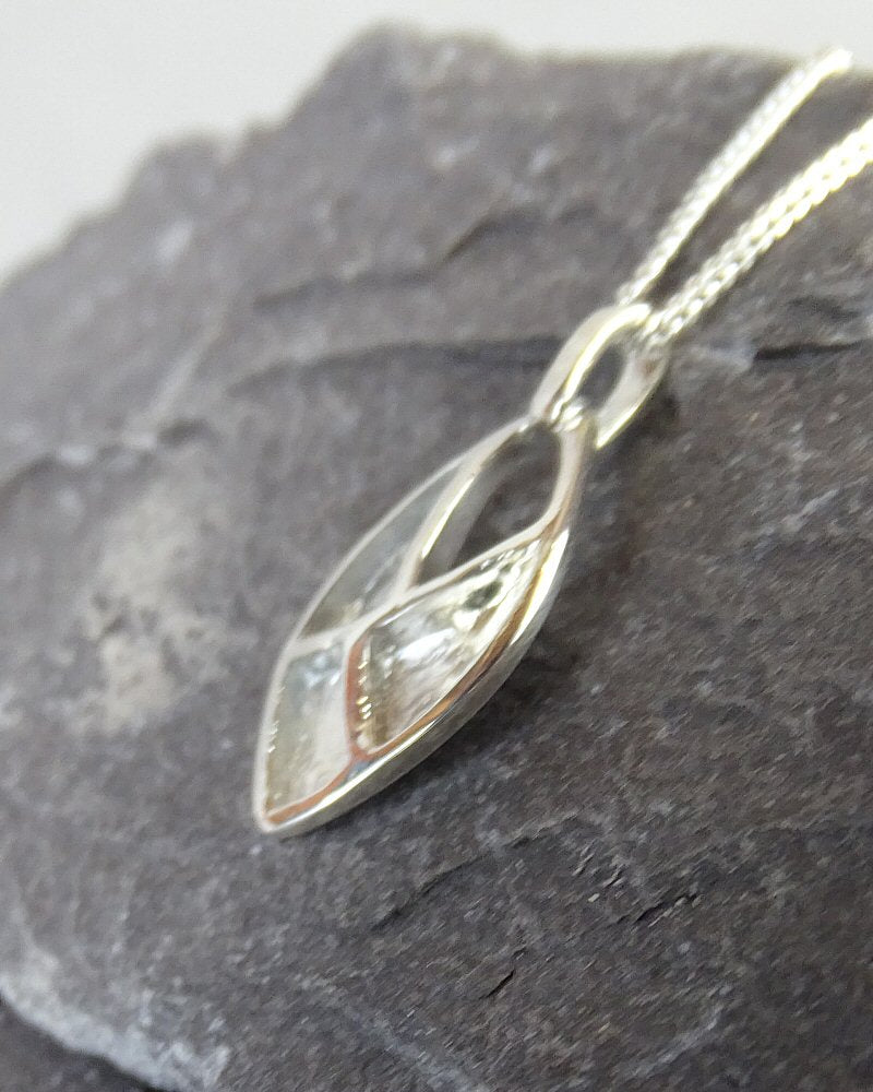 Fancy solid silver three section pendant mount for resin