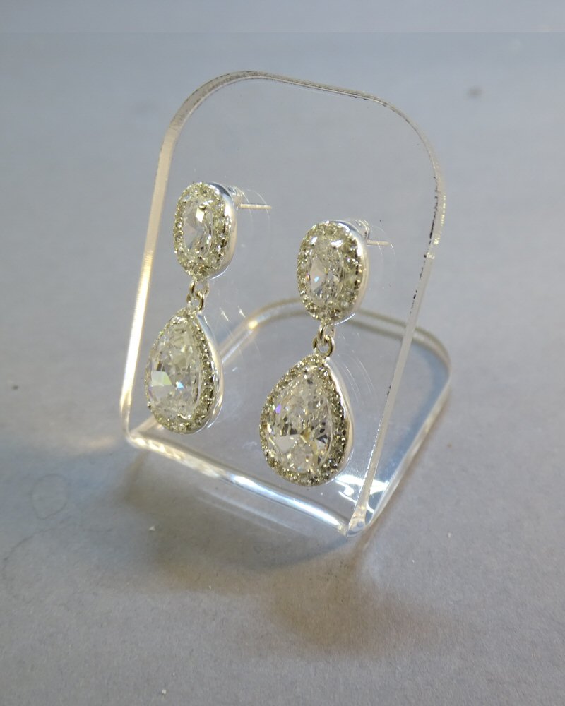 STUNNING SILVER CZ DROP EARRINGS