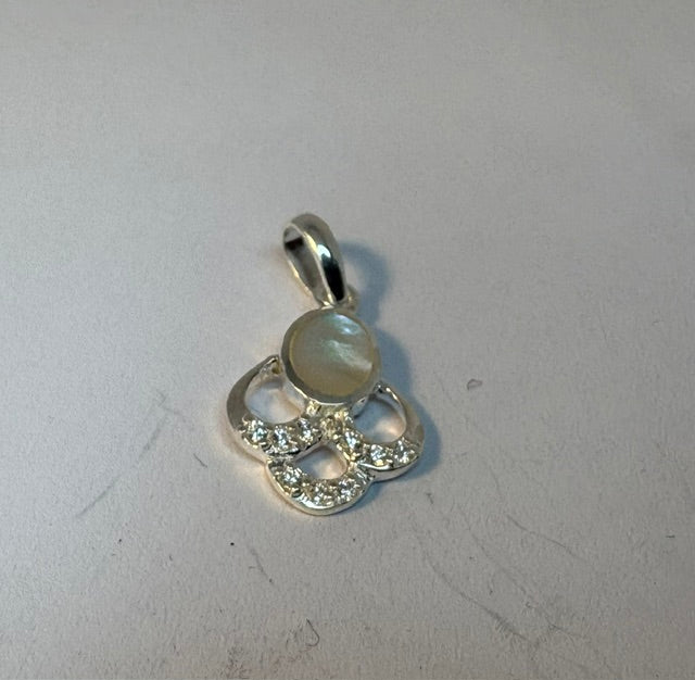 SOLID SILVER CZ AND M.O.P PENDANT