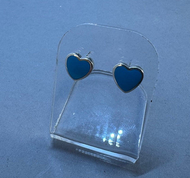 SILVER HEART TURQUISE STUDS