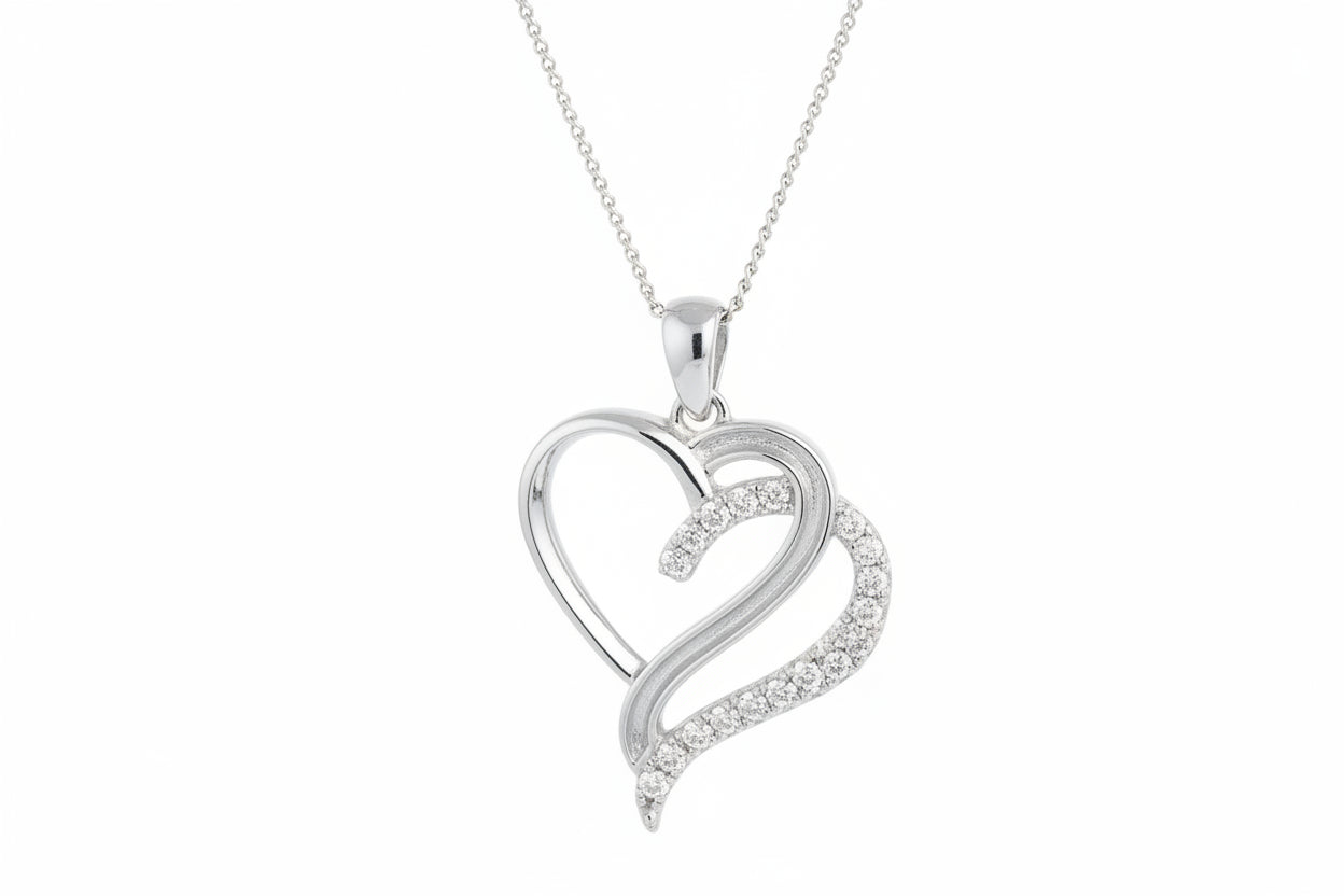 Stunning silver double heart memorial setting