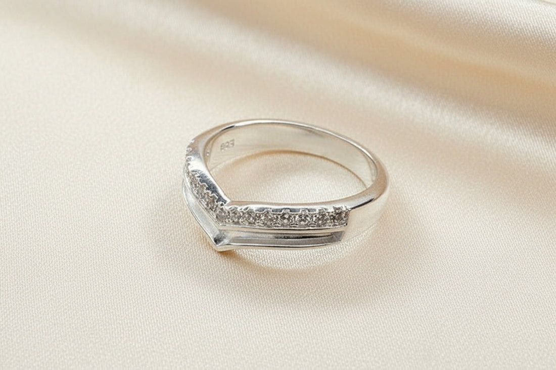 Solid silver wishbone style ring suitable for use with resin