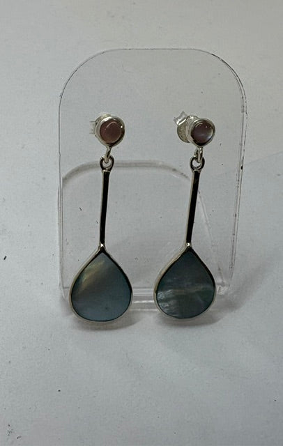 SILVER DROP EARRINGS WITH M.O.P