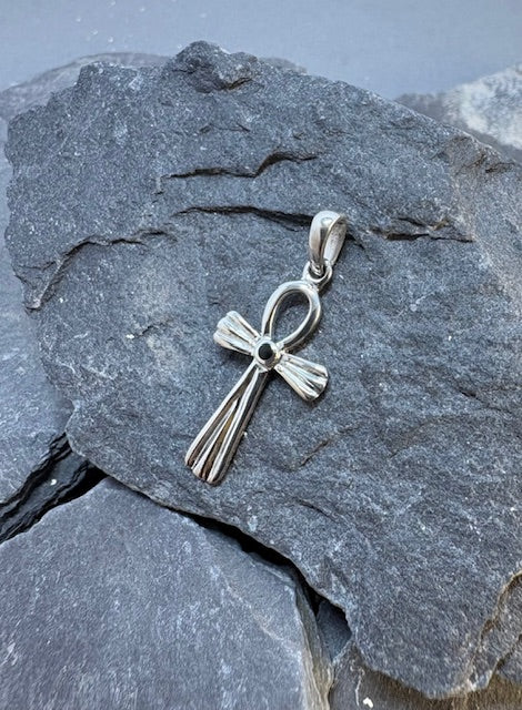 SILVER CROSS WITH SMALL STONE
