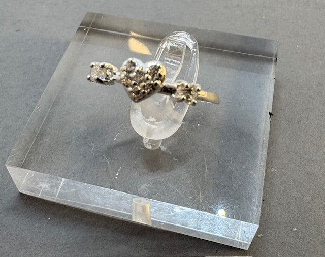 SMALL SILVER HEART CZ RING