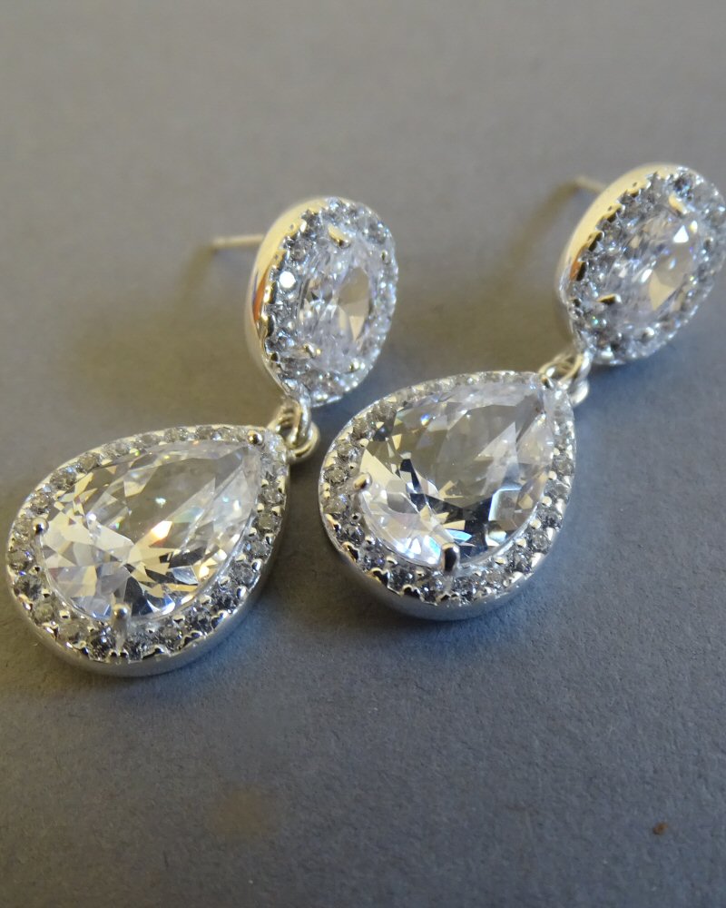 FANCY ELEGANT CZ DROP EARRINGS