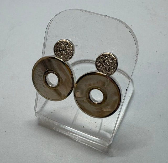 SILVER STUDS WITH MOP AND CZ