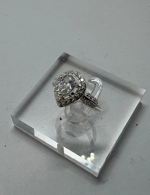 SILVER RING WITH TEARDROP CZ