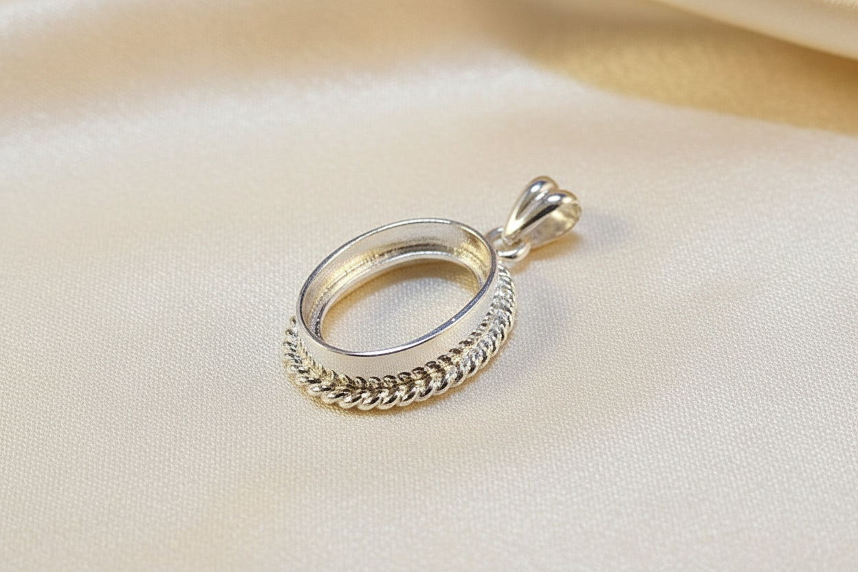 Unset Rope Pendant Bezel Mount For Cabochon