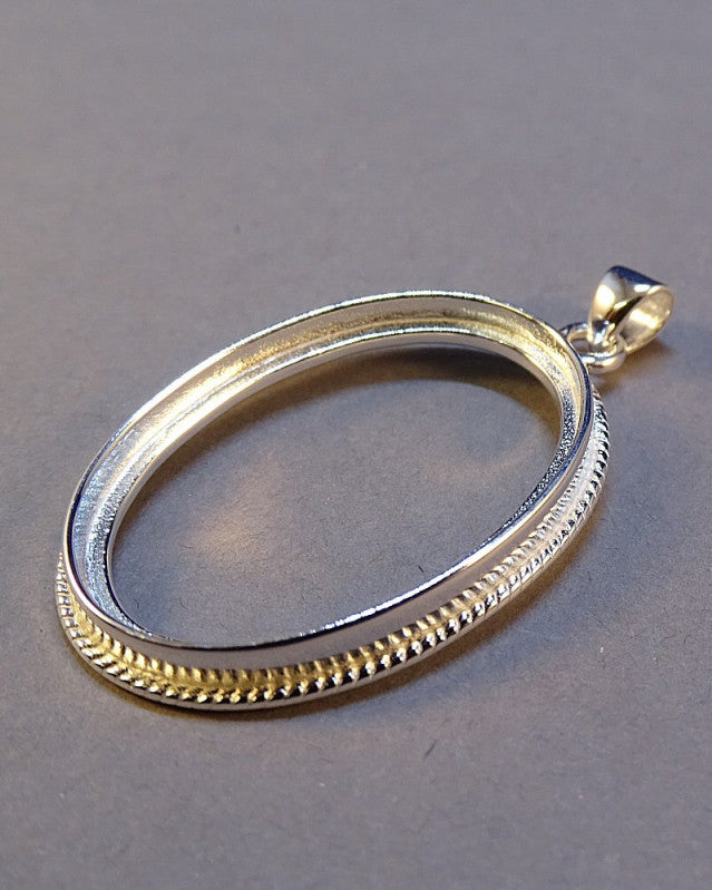 Silver Rope Edge Pendant Setting Bezel For Cabochon