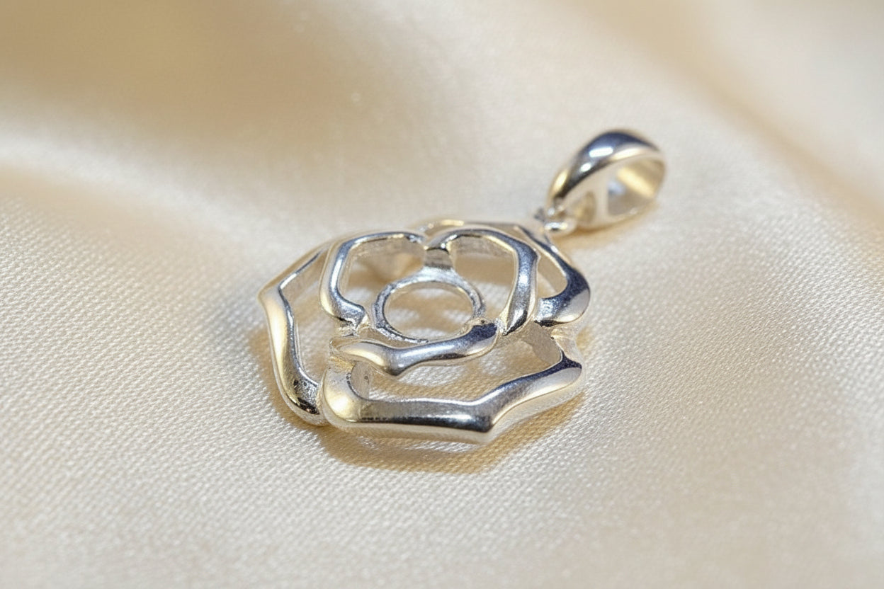 Silver Rose Style Pendant Mount for 6mm stone
