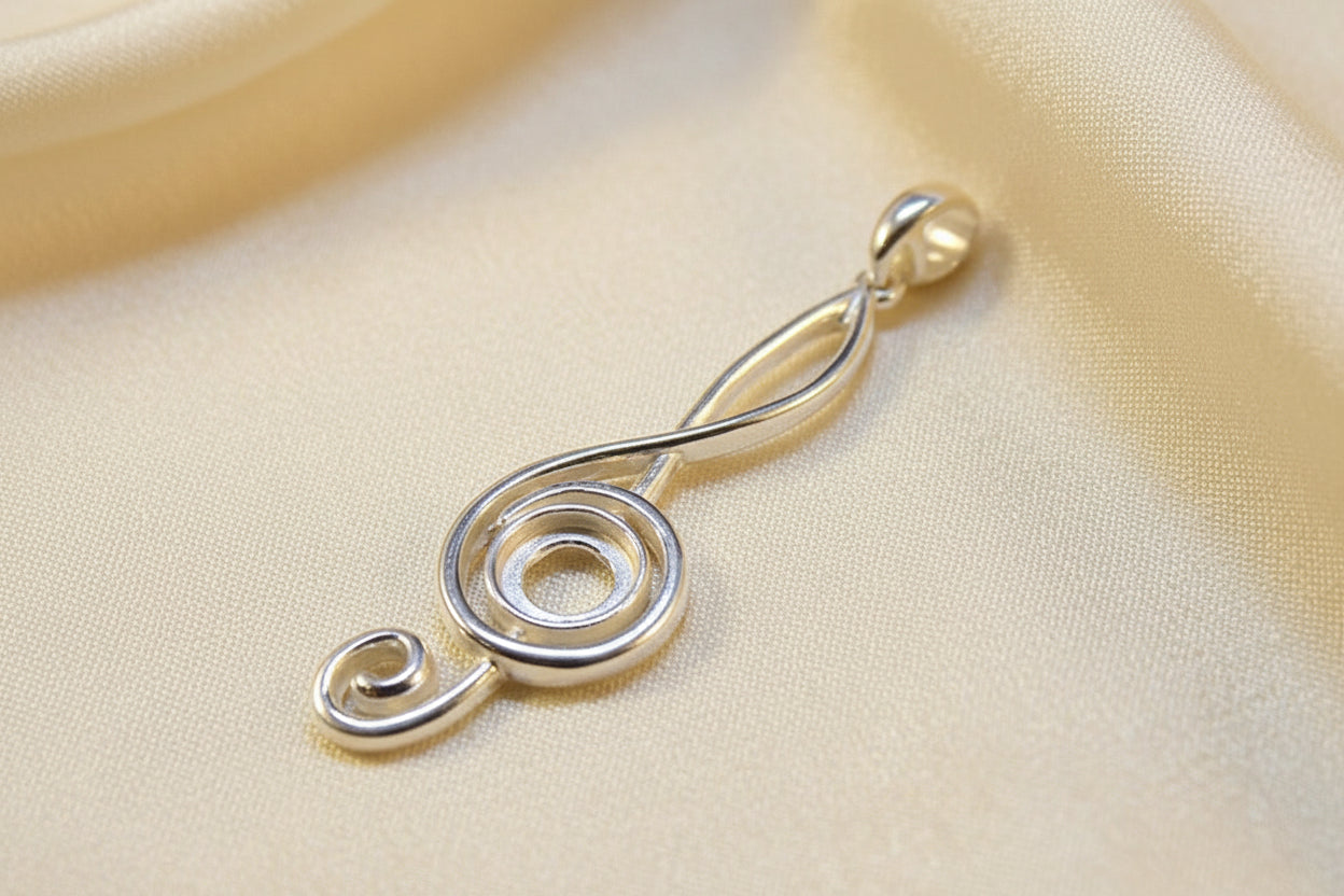 Silver Music Note Pendant Setting To Fit 6mm Stone