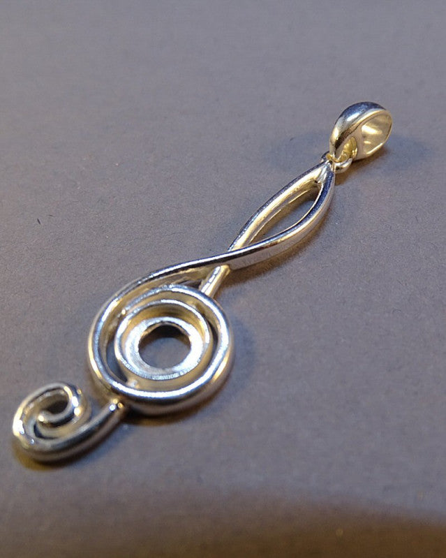 Silver Music Note Pendant Setting To Fit 6mm Stone