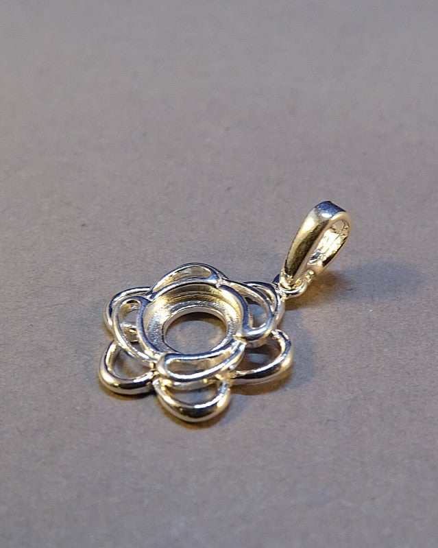 Fancy Silver Pendant Mount To Fit a 6mm cabochon