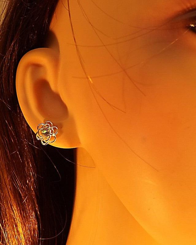 Silver Flower Style Studs To Fit Cabochon 4mm